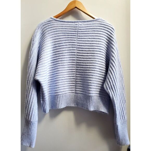 Sincerely Jules Sweater US LG Ribbed Powder Blue Ribbed Texture Long Sleeve - Picture 5 of 9